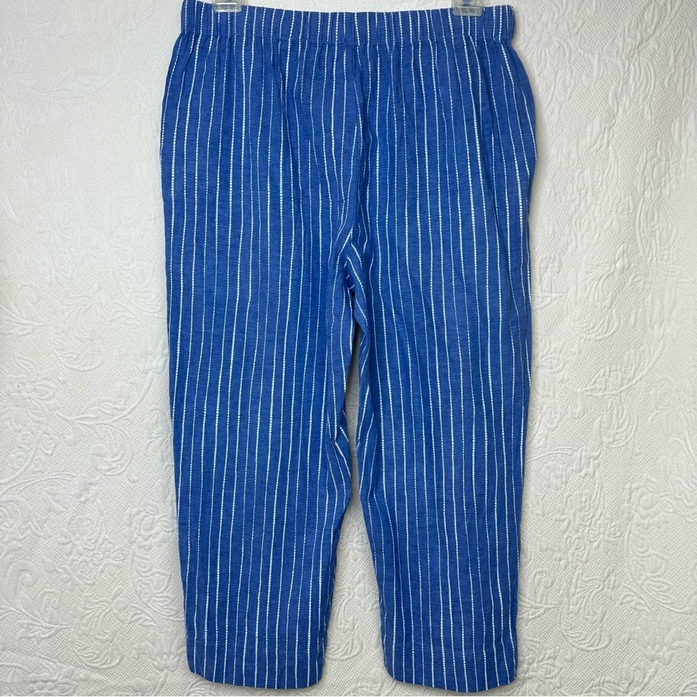 Habitat Linen Cotton Vertical Rope Stripe Wide Leg Crop Pants - Picture 5 of 13